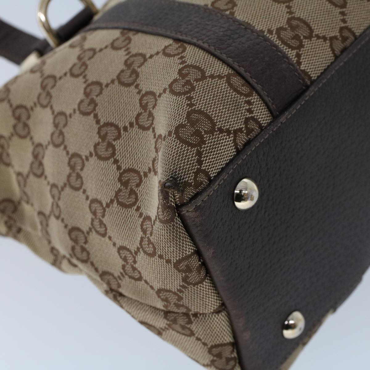 GUCCI GG Canvas Tote Bag Nylon Beige Brown 53682
