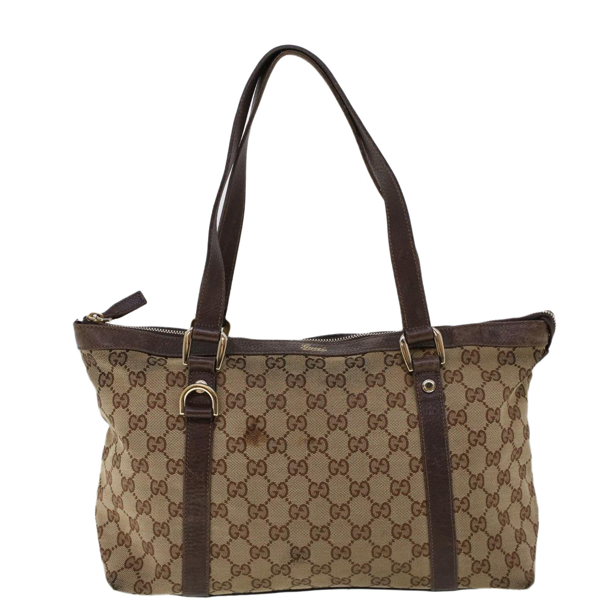 GUCCI GG Canvas Tote Bag Nylon Beige Brown 53682