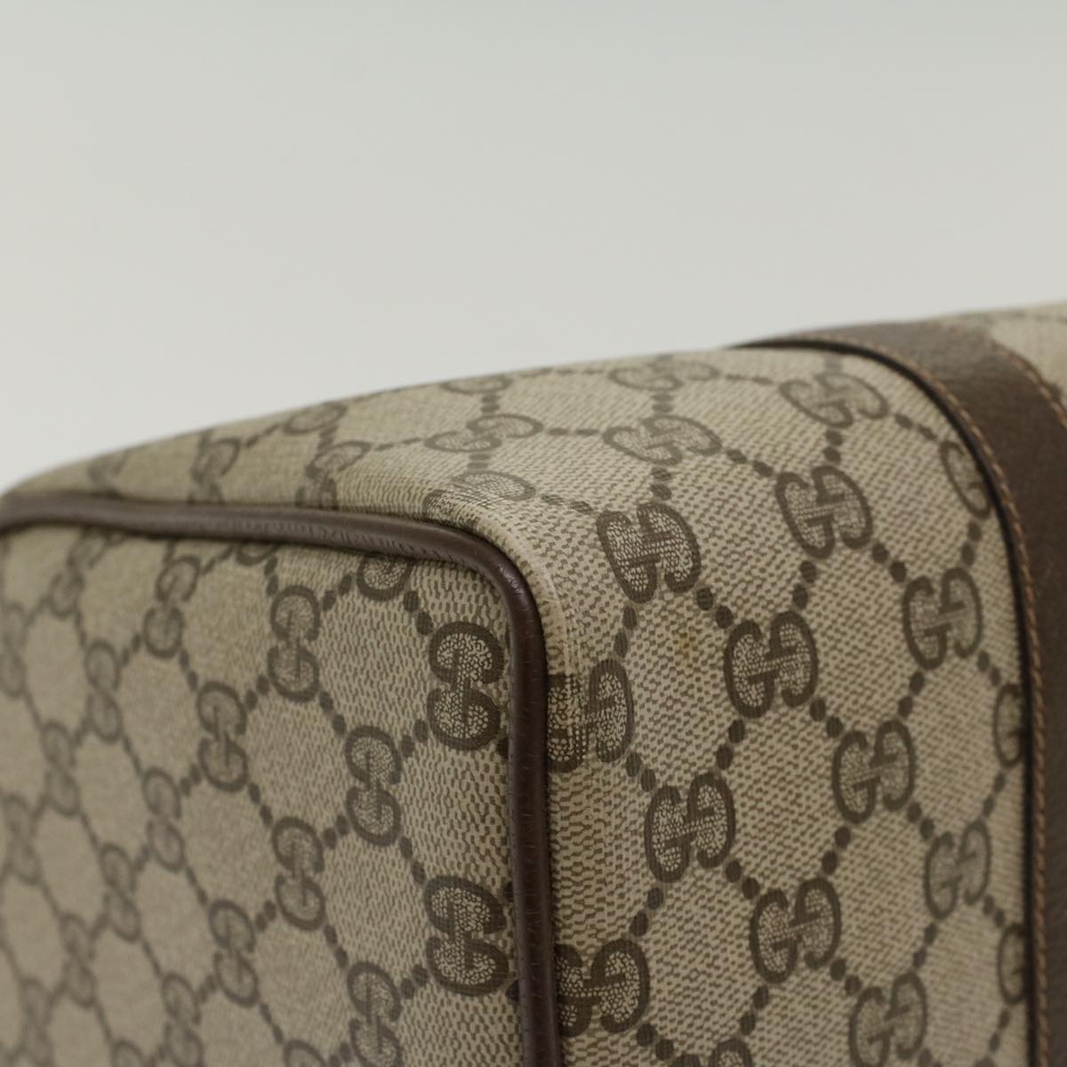 GUCCI GG Canvas Web Sherry Line Hand Bag PVC Leather Beige Red Green 53683