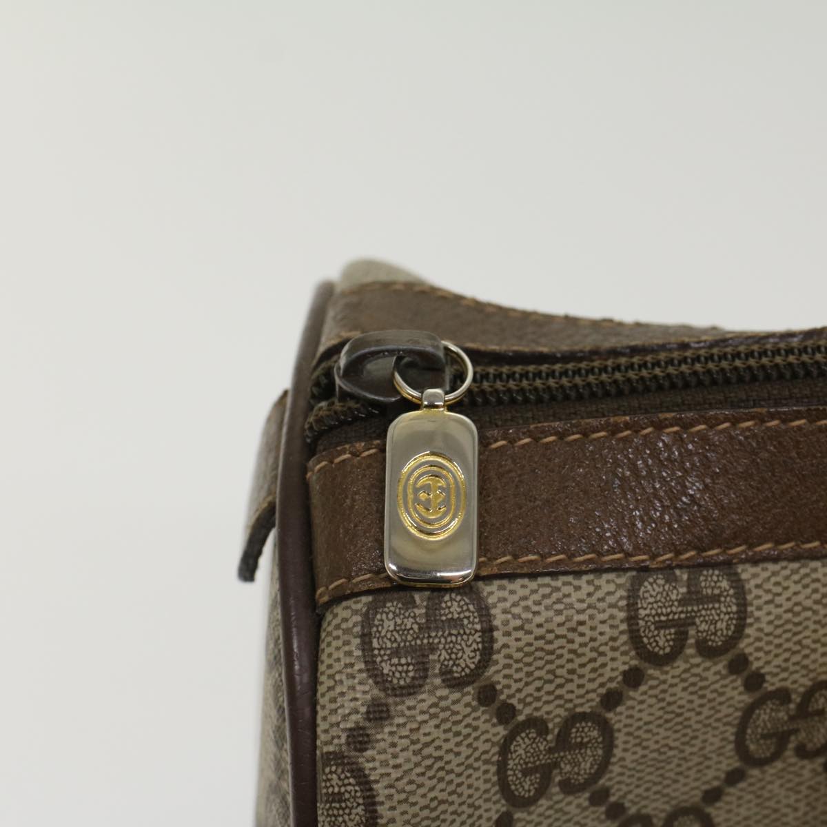 GUCCI GG Canvas Web Sherry Line Hand Bag PVC Leather Beige Red Green 53683
