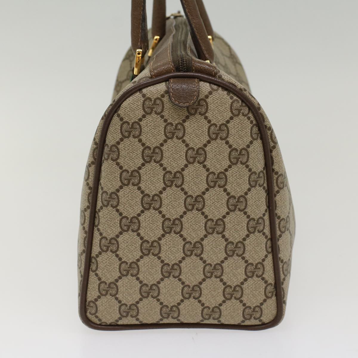 GUCCI GG Canvas Web Sherry Line Hand Bag PVC Leather Beige Red Green 53683