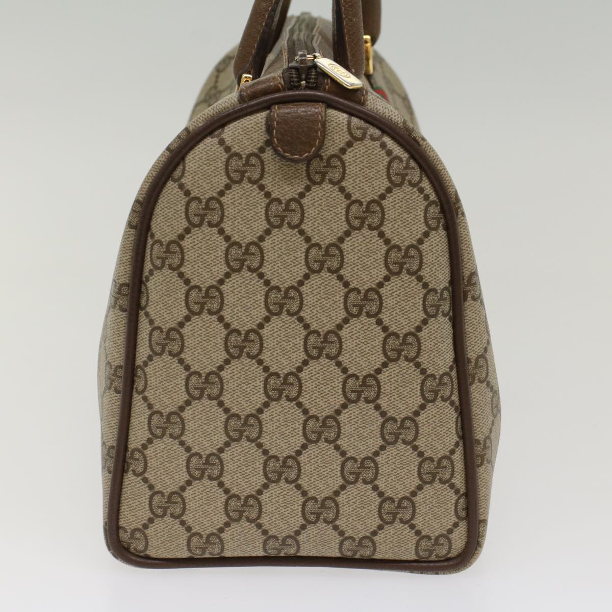 GUCCI GG Canvas Web Sherry Line Hand Bag PVC Leather Beige Red Green 53683