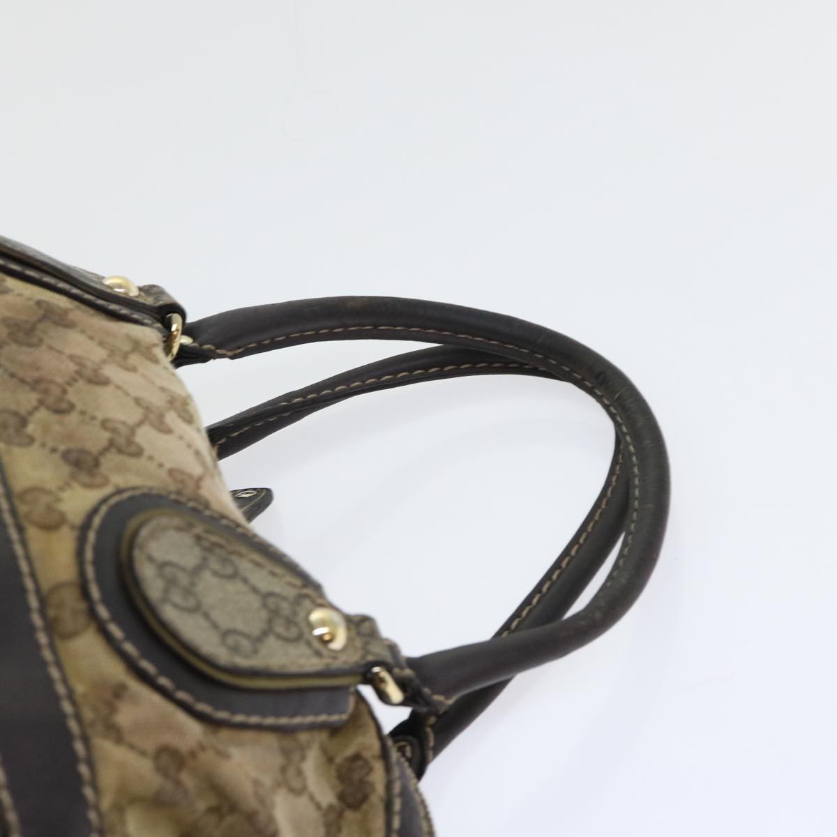 GUCCI GG Canvas Hand Bag Coated Canvas Beige Brown 53684