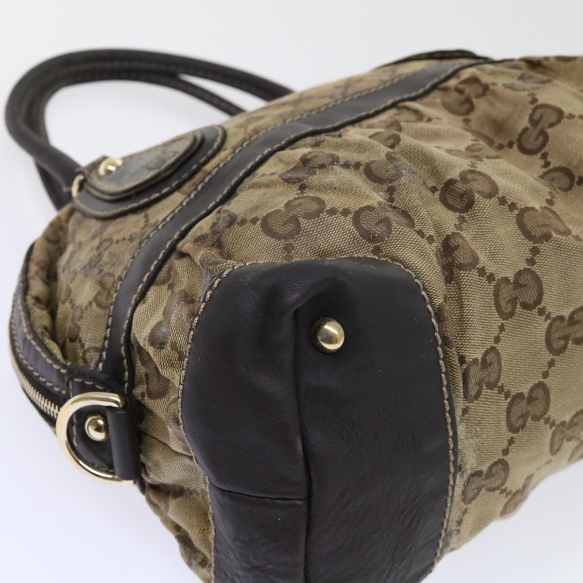 GUCCI GG Canvas Hand Bag Coated Canvas Beige Brown 53684