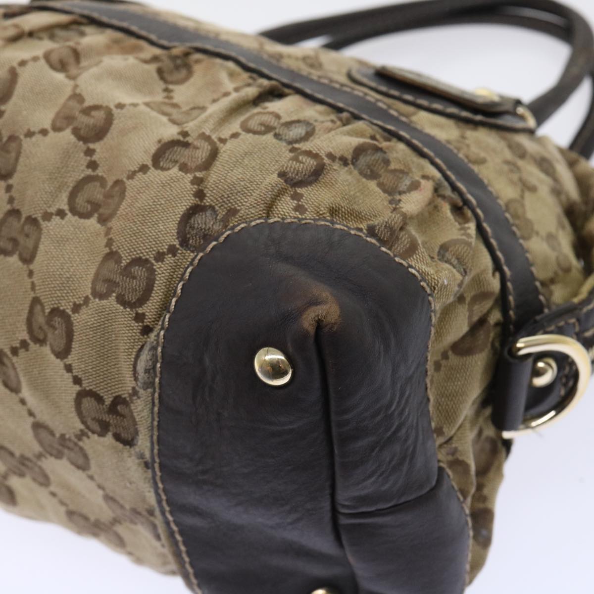 GUCCI GG Canvas Hand Bag Coated Canvas Beige Brown 53684