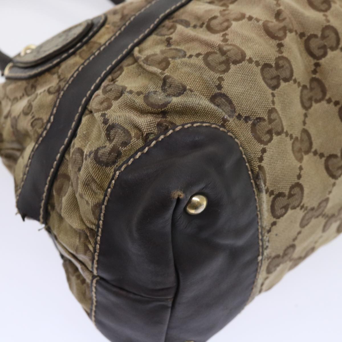GUCCI GG Canvas Hand Bag Coated Canvas Beige Brown 53684