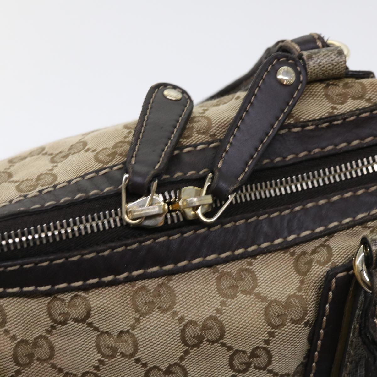GUCCI GG Canvas Hand Bag Coated Canvas Beige Brown 53684