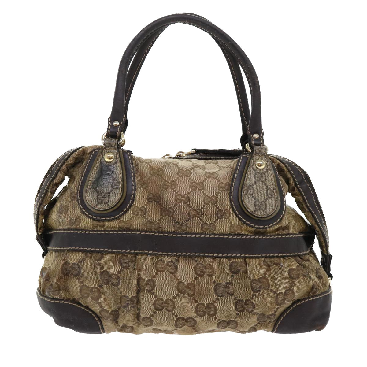 GUCCI GG Canvas Hand Bag Coated Canvas Beige Brown 53684