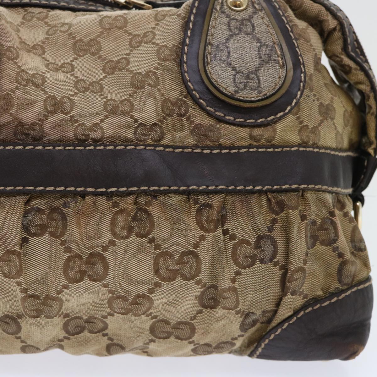 GUCCI GG Canvas Hand Bag Coated Canvas Beige Brown 53684