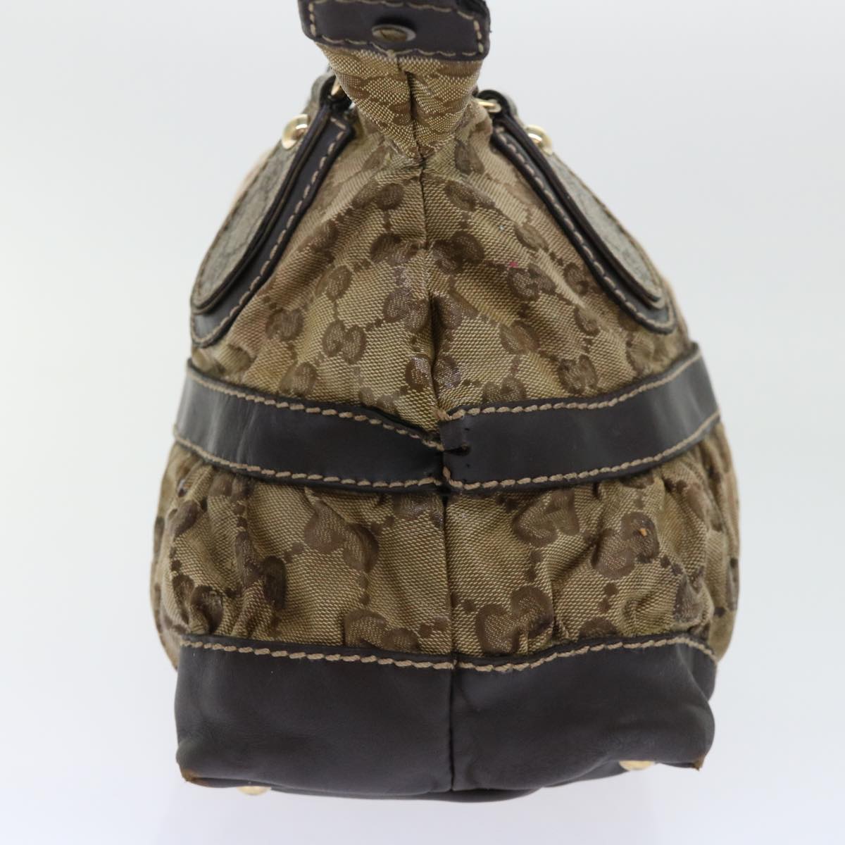 GUCCI GG Canvas Hand Bag Coated Canvas Beige Brown 53684