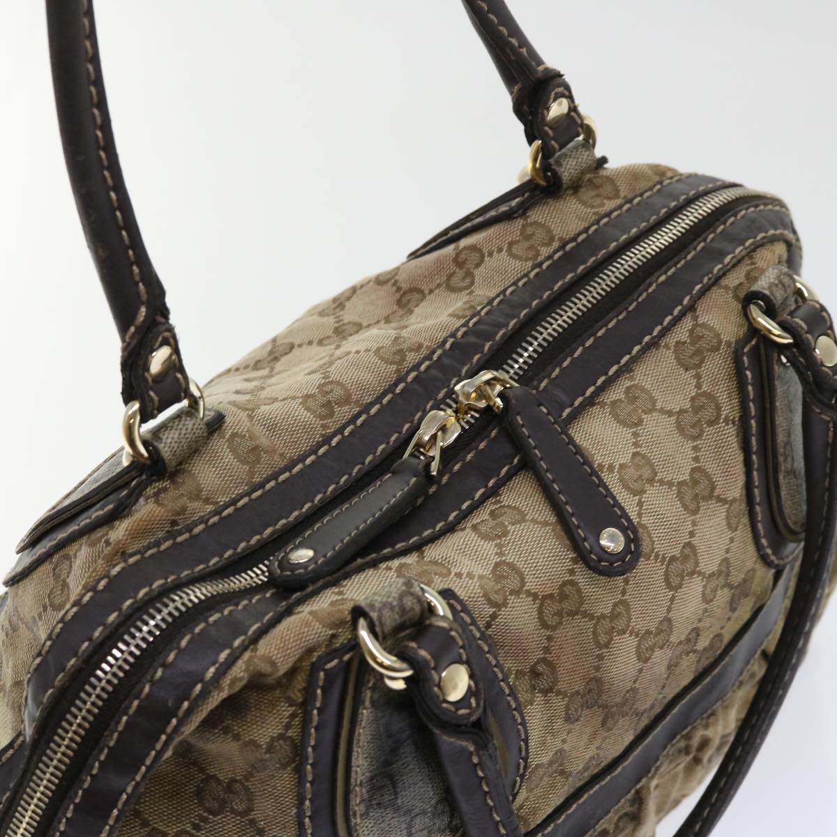 GUCCI GG Canvas Hand Bag Coated Canvas Beige Brown 53684