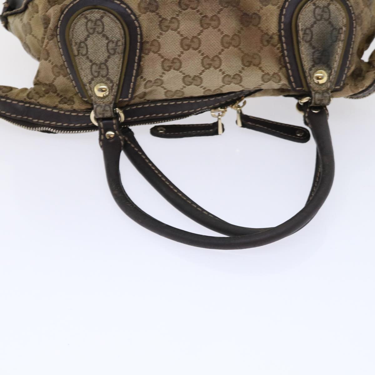 GUCCI GG Canvas Hand Bag Coated Canvas Beige Brown 53684
