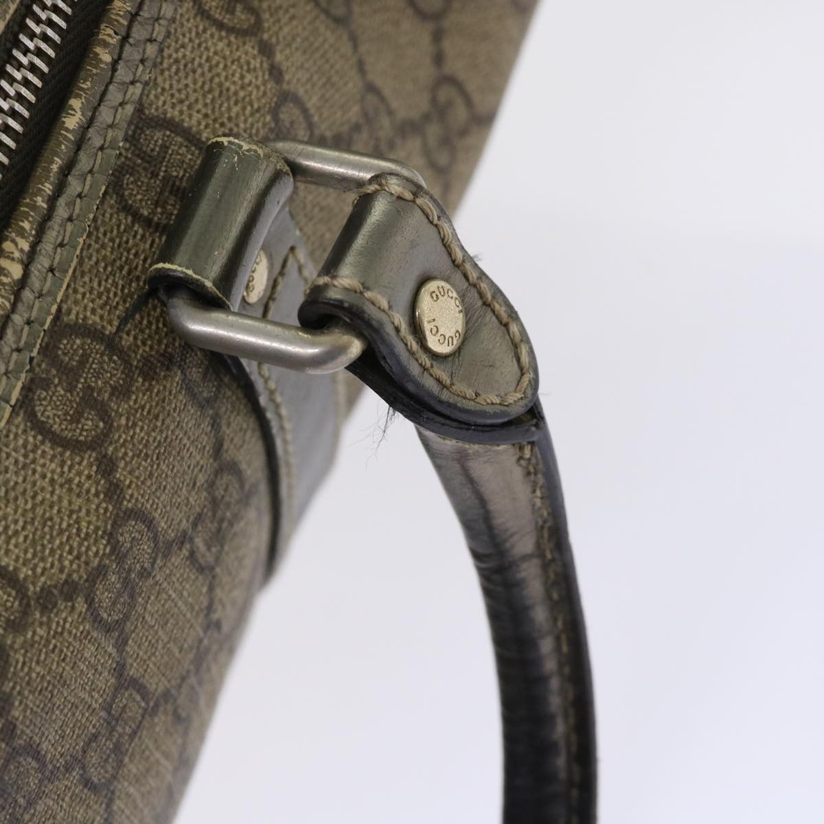 GUCCI GG Canvas Hand Bag PVC Leather Beige 53685