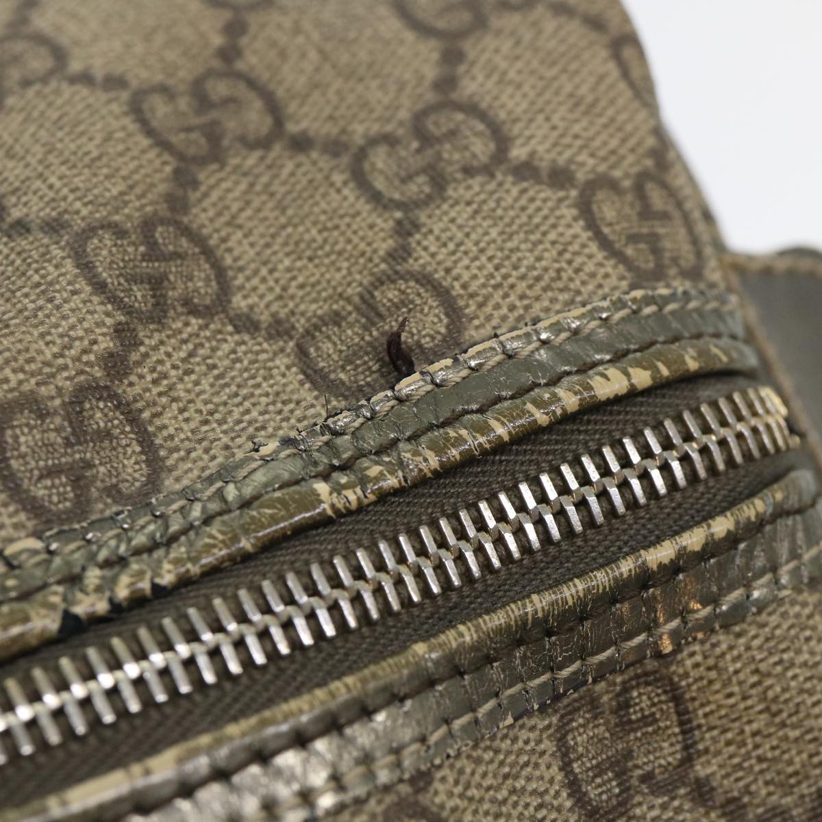 GUCCI GG Canvas Hand Bag PVC Leather Beige 53685