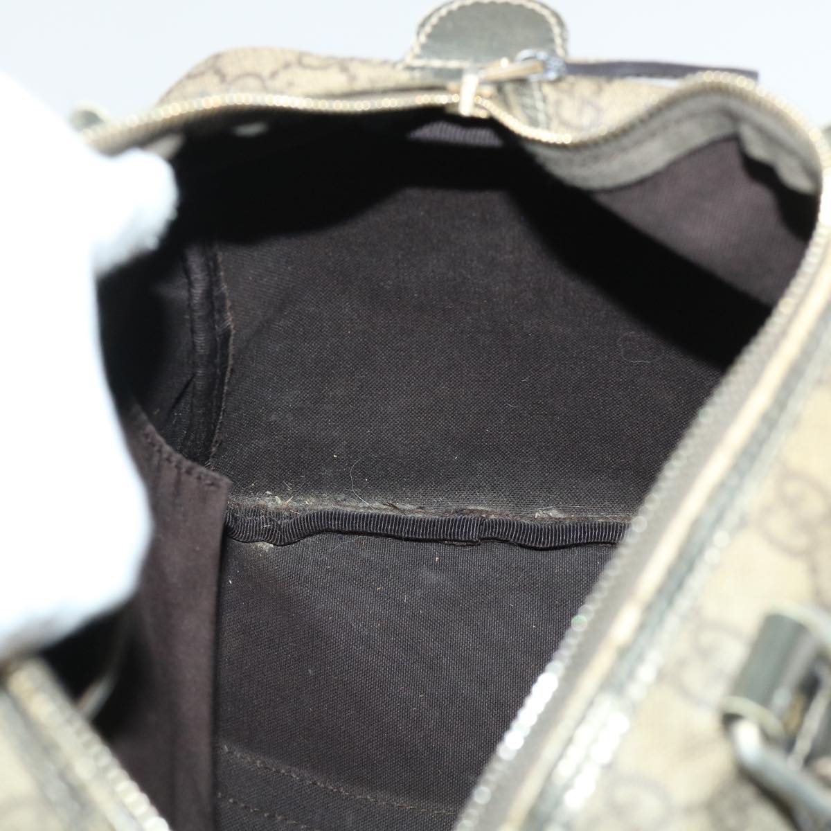 GUCCI GG Canvas Hand Bag PVC Leather Beige 53685