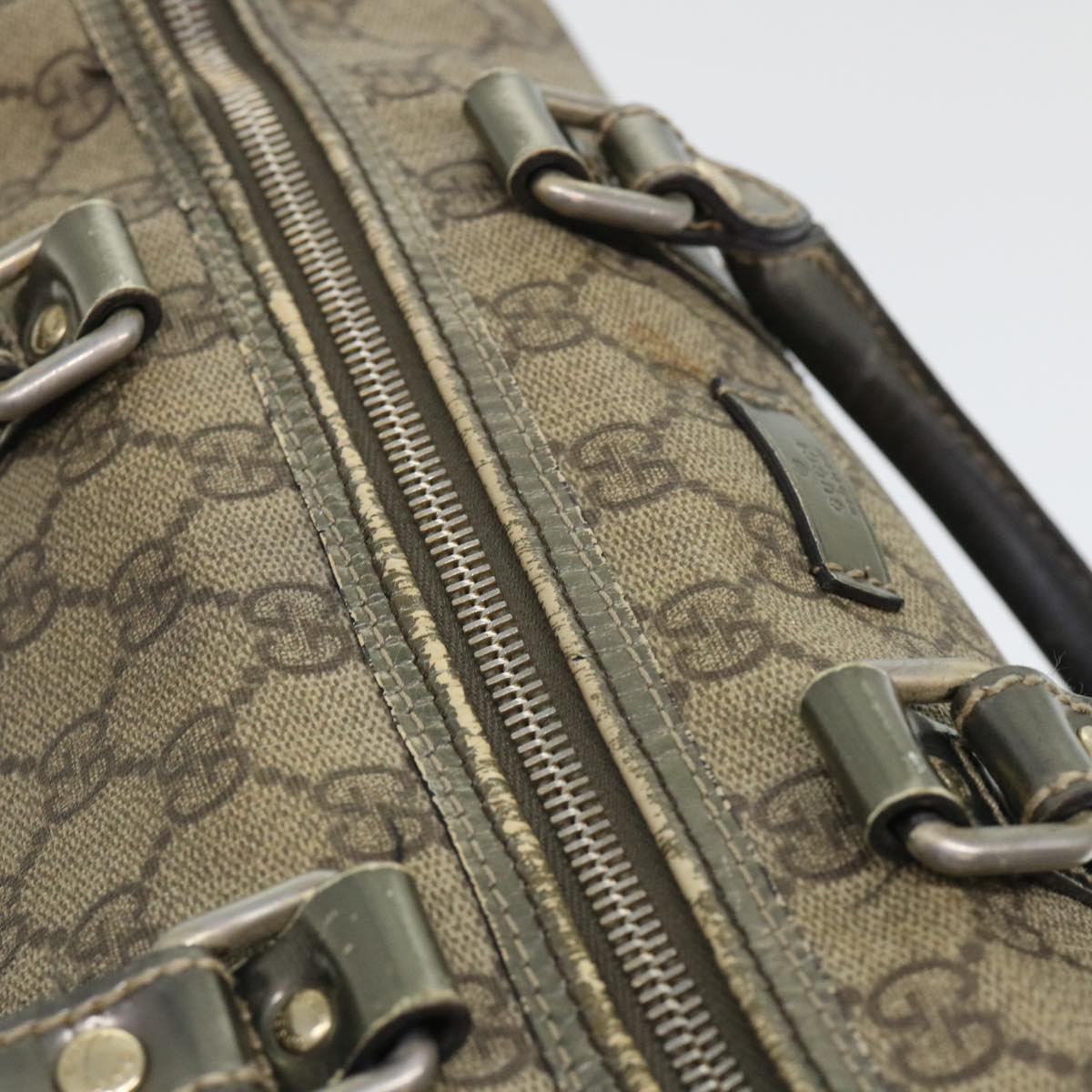 GUCCI GG Canvas Hand Bag PVC Leather Beige 53685
