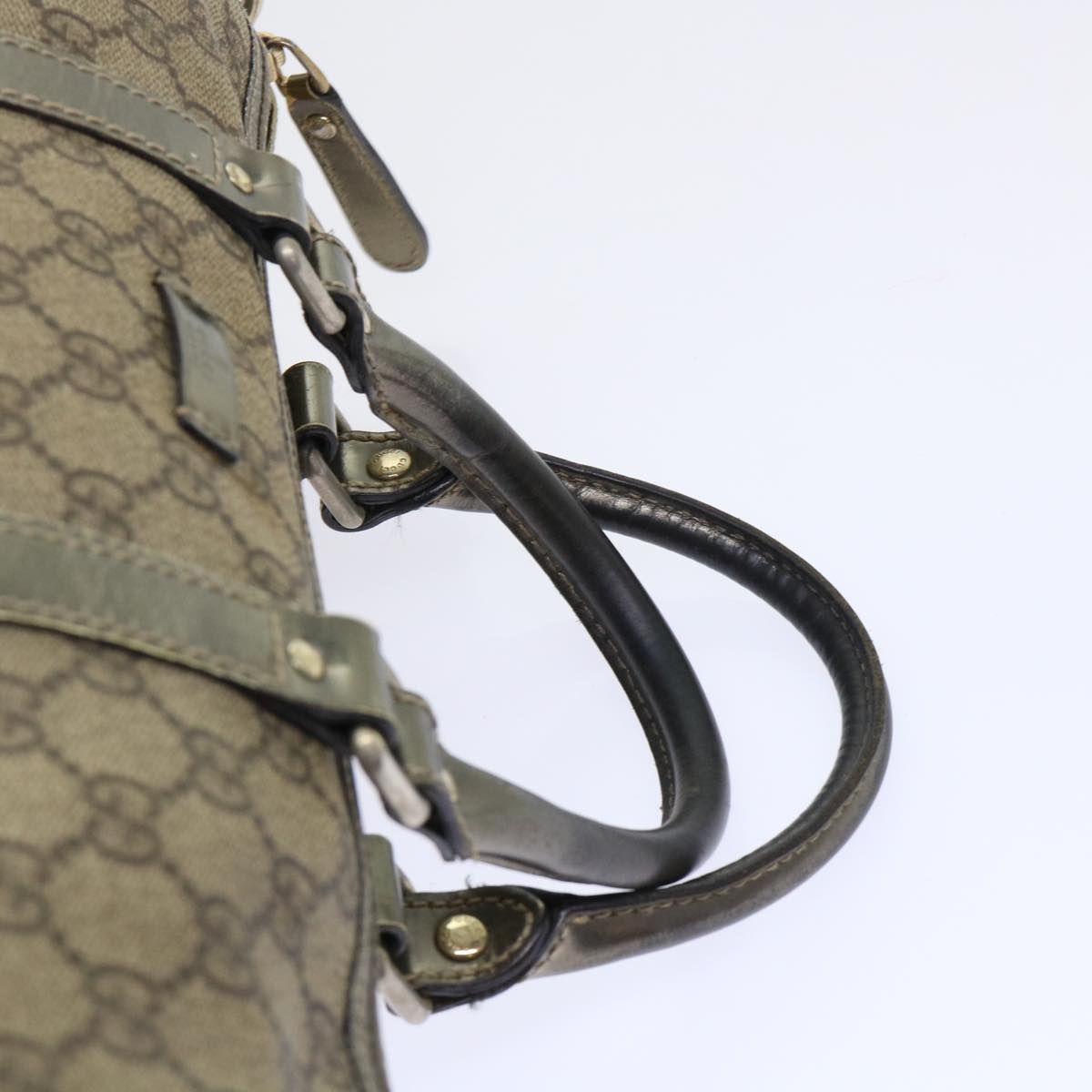 GUCCI GG Canvas Hand Bag PVC Leather Beige 53685