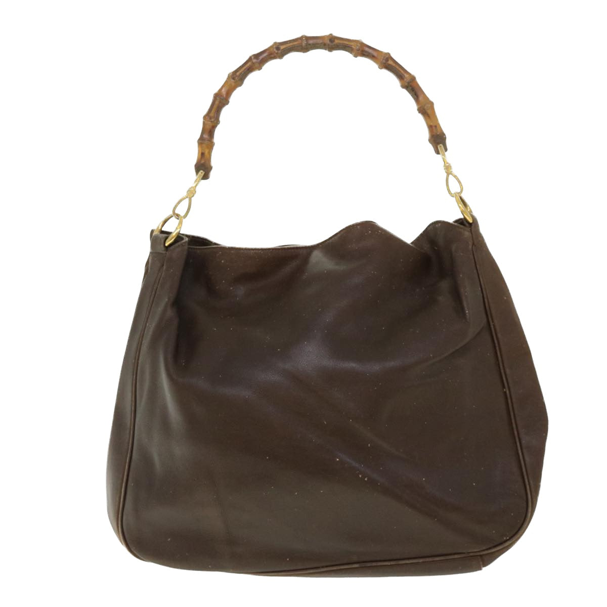 GUCCI Bamboo Hand Bag Leather 2way Brown 53688