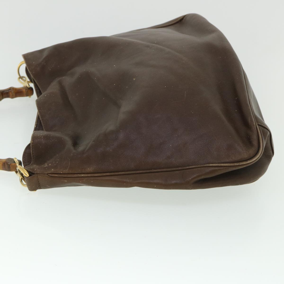 GUCCI Bamboo Hand Bag Leather 2way Brown 53688