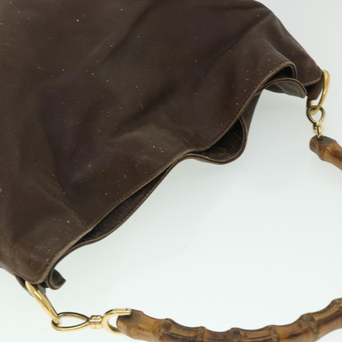 GUCCI Bamboo Hand Bag Leather 2way Brown 53688
