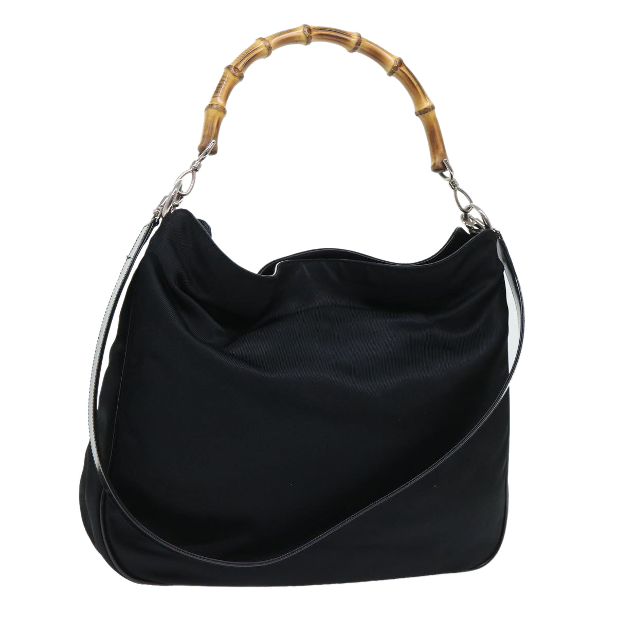 GUCCI Bamboo Shoulder Bag Nylon 2way Black 53689