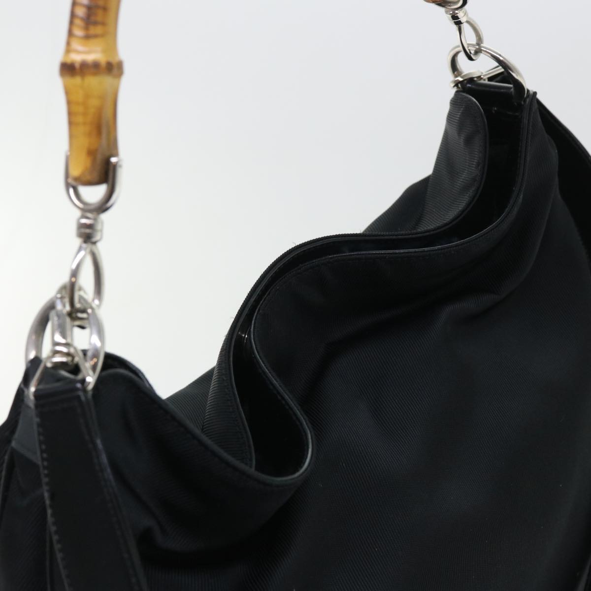 GUCCI Bamboo Shoulder Bag Nylon 2way Black 53689