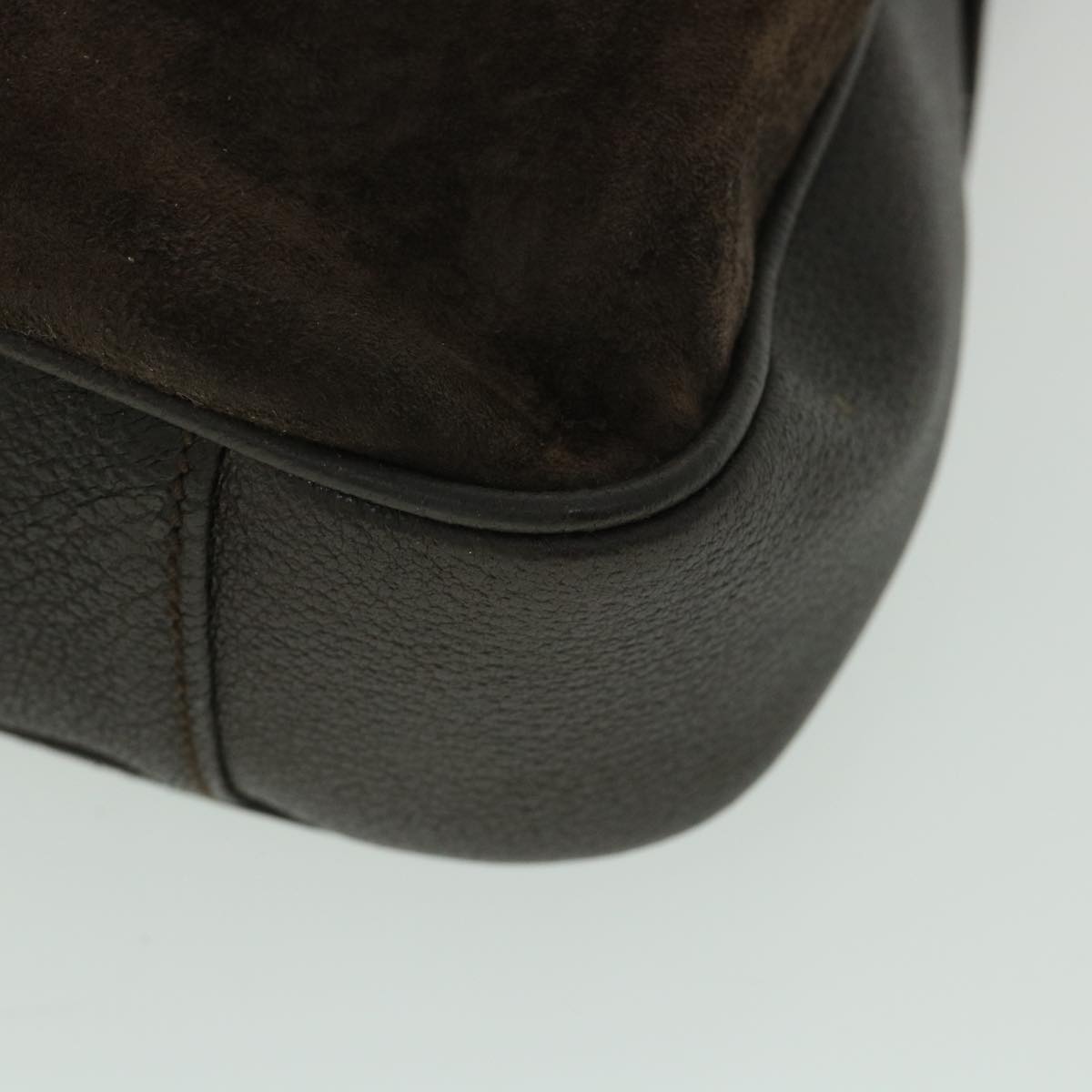 GUCCI Bamboo Hand Bag Suede 2way Brown 53690