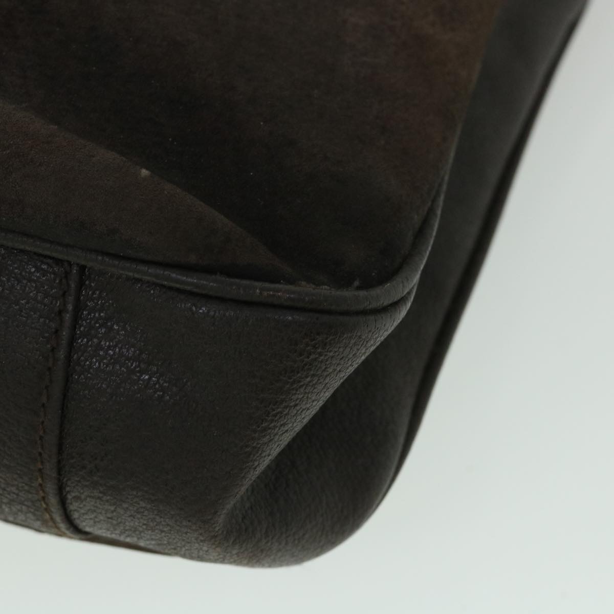 GUCCI Bamboo Hand Bag Suede 2way Brown 53690
