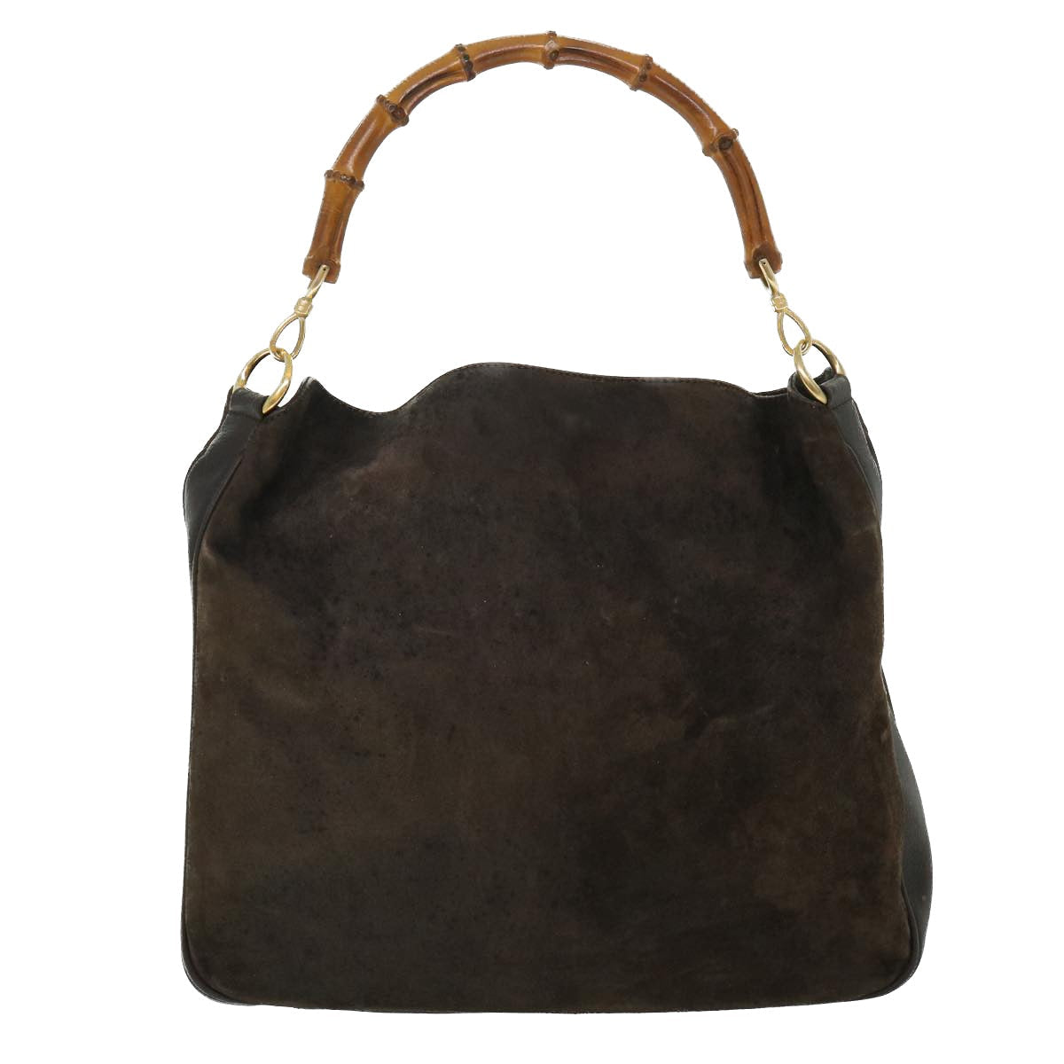 GUCCI Bamboo Hand Bag Suede 2way Brown 53690