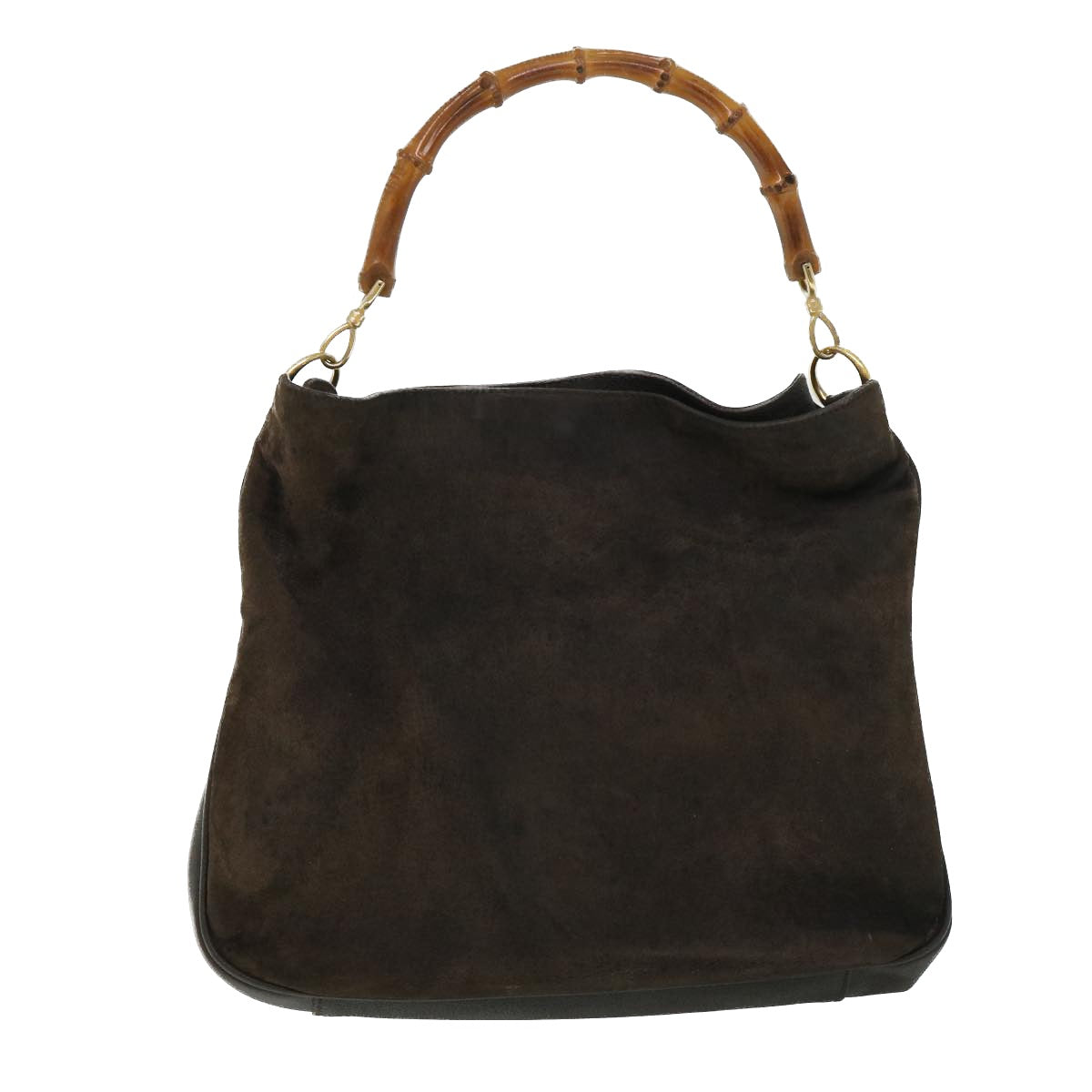 GUCCI Bamboo Hand Bag Suede 2way Brown 53690
