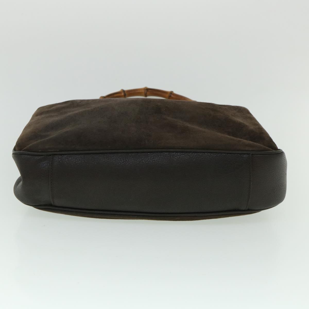 GUCCI Bamboo Hand Bag Suede 2way Brown 53690