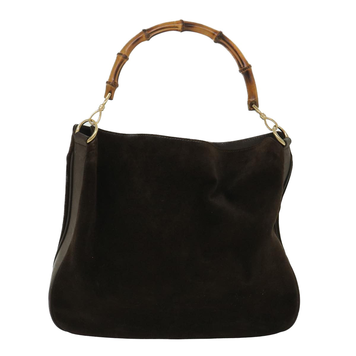 GUCCI Bamboo Hand Bag Suede 2way Brown 53691
