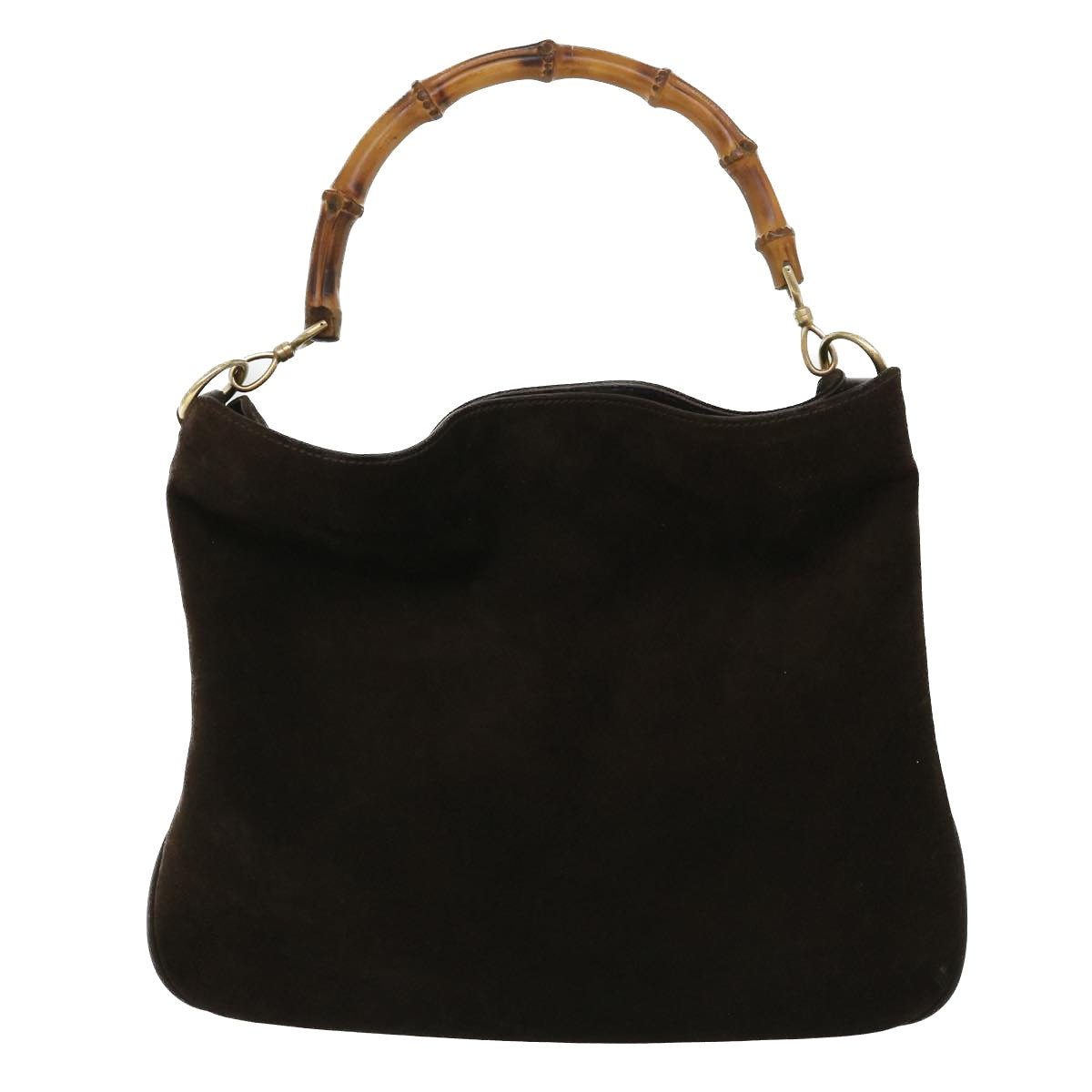 GUCCI Bamboo Hand Bag Suede 2way Brown 53691