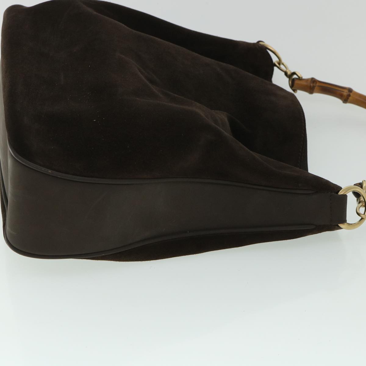 GUCCI Bamboo Hand Bag Suede 2way Brown 53691