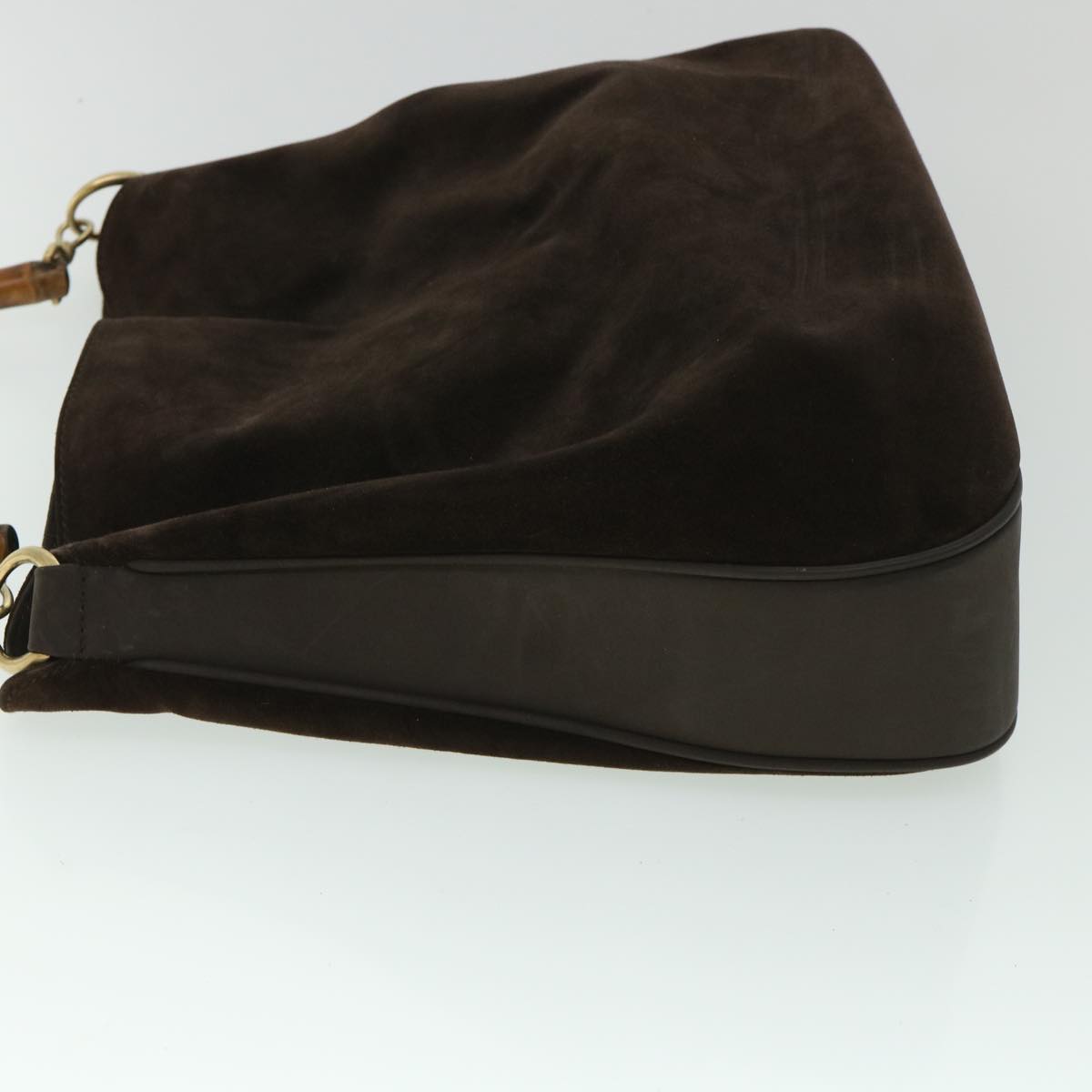 GUCCI Bamboo Hand Bag Suede 2way Brown 53691