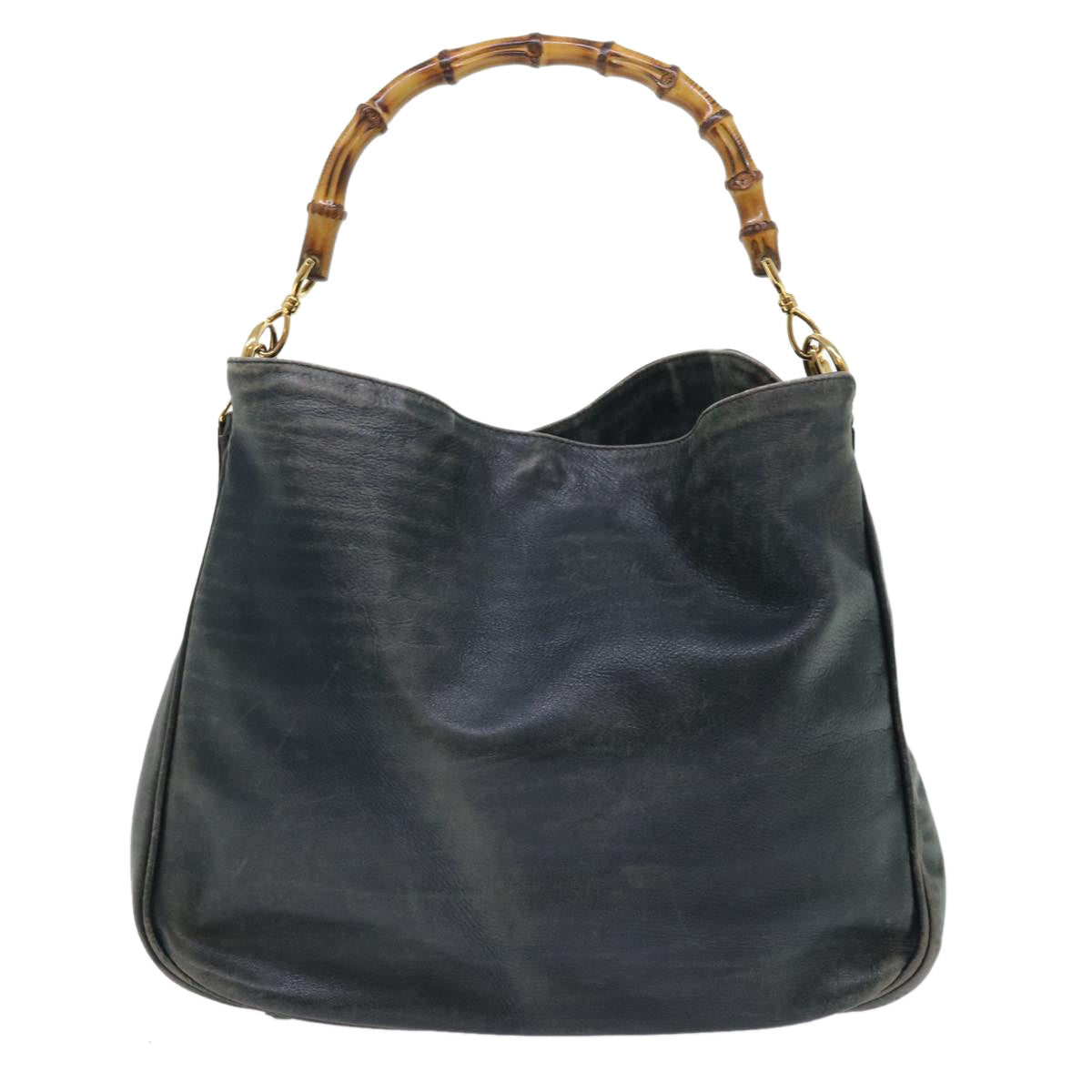 GUCCI Bamboo Shoulder Bag Leather 2way Black 53693