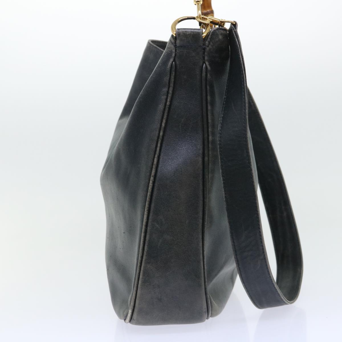 GUCCI Bamboo Shoulder Bag Leather 2way Black 53693