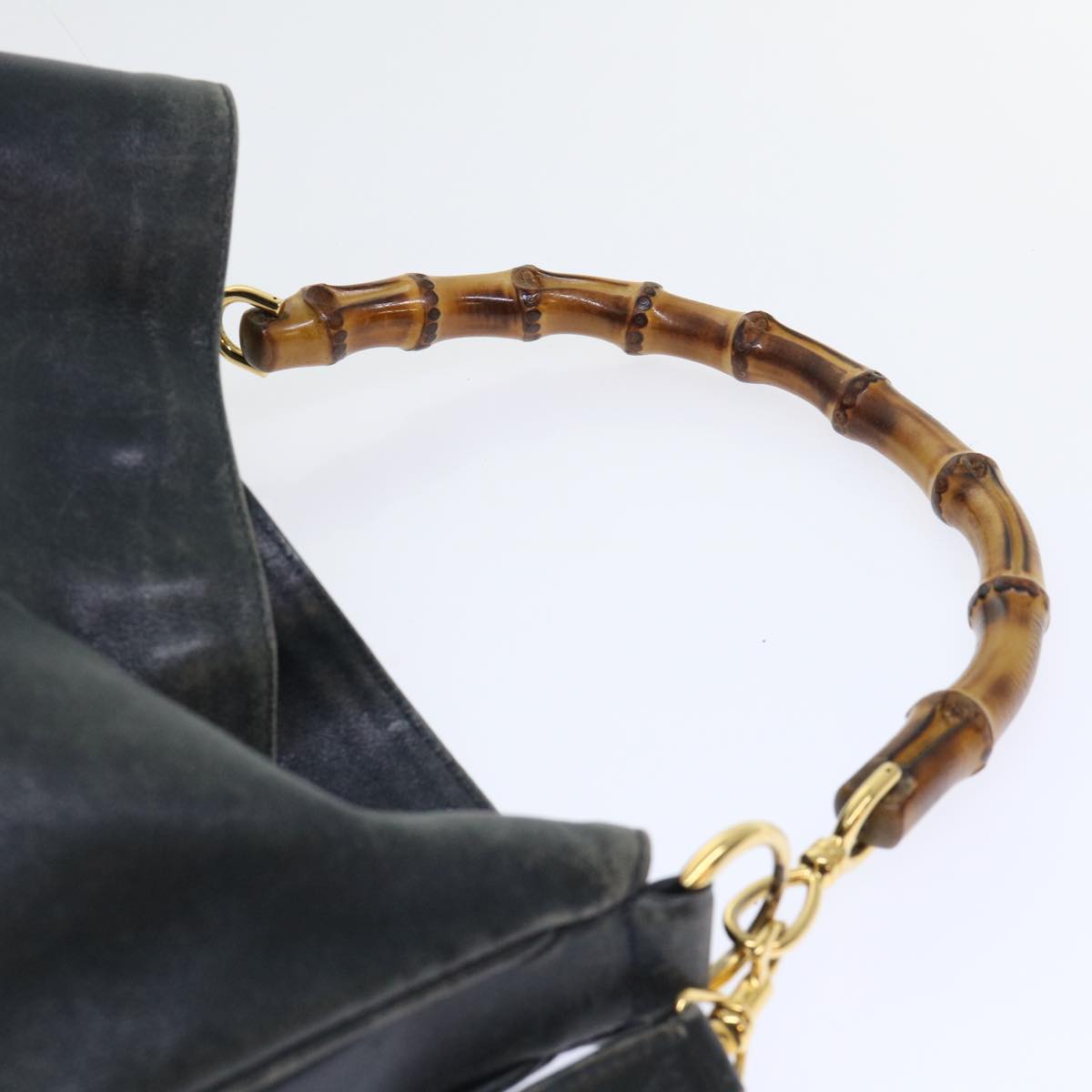 GUCCI Bamboo Shoulder Bag Leather 2way Black 53693