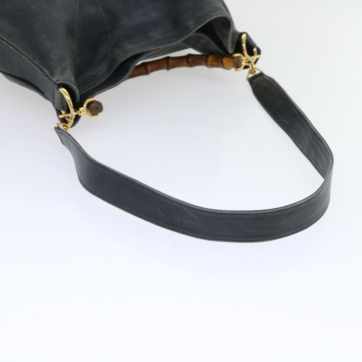 GUCCI Bamboo Shoulder Bag Leather 2way Black 53693