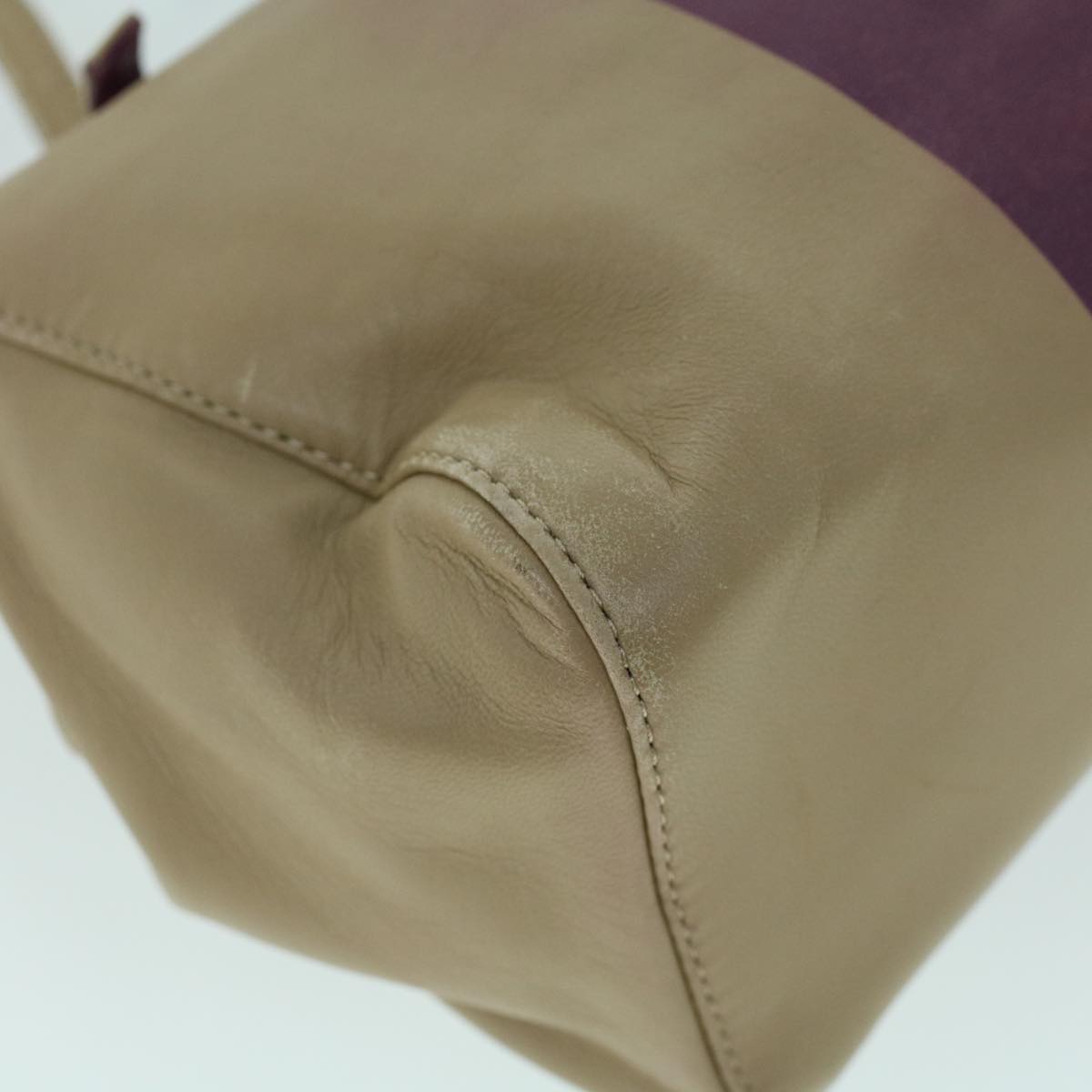 FENDI Mamma Baguette Hand Bag Leather Beige Purple 53742
