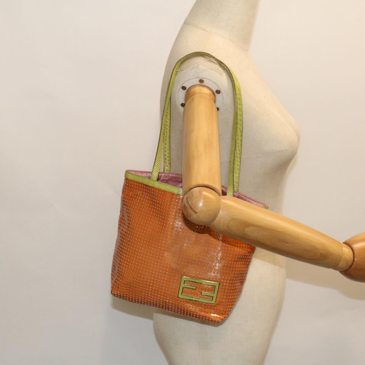 FENDI Hand Bag Patent leather Orange 53743