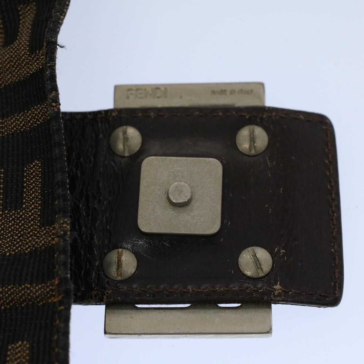FENDI Zucca Canvas Mamma Baguette Shoulder Bag Black Brown 53745