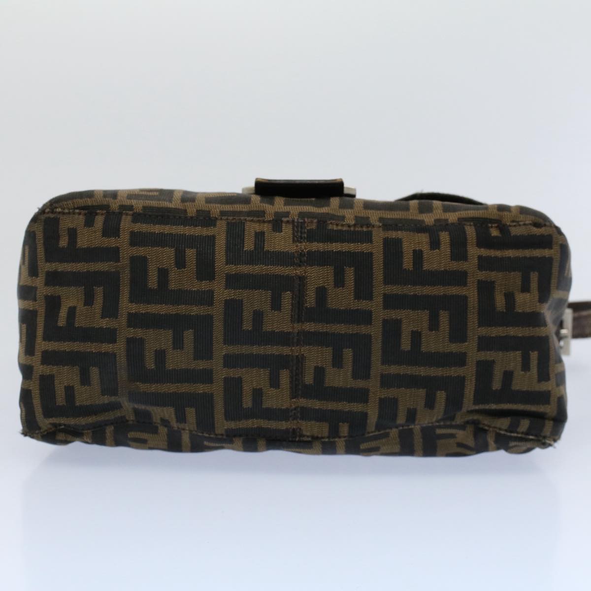 FENDI Zucca Canvas Mamma Baguette Shoulder Bag Black Brown 53745