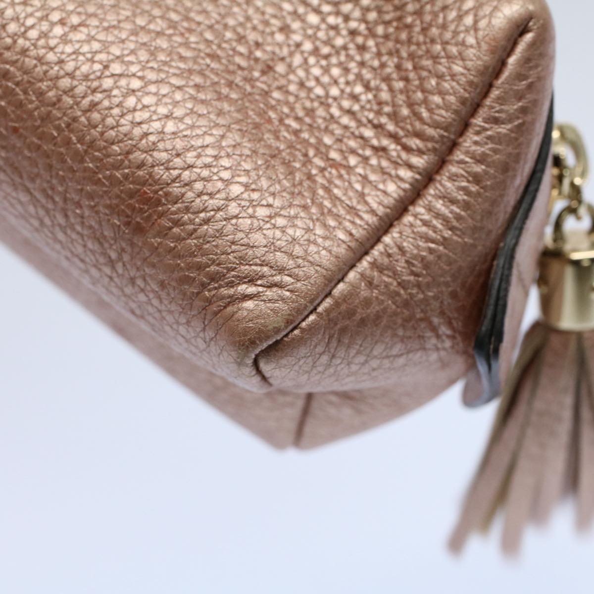 GUCCI Fringe Pouch Leather Pink 308634 53804
