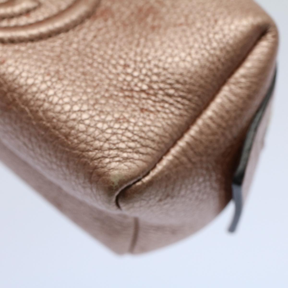 GUCCI Fringe Pouch Leather Pink 308634 53804