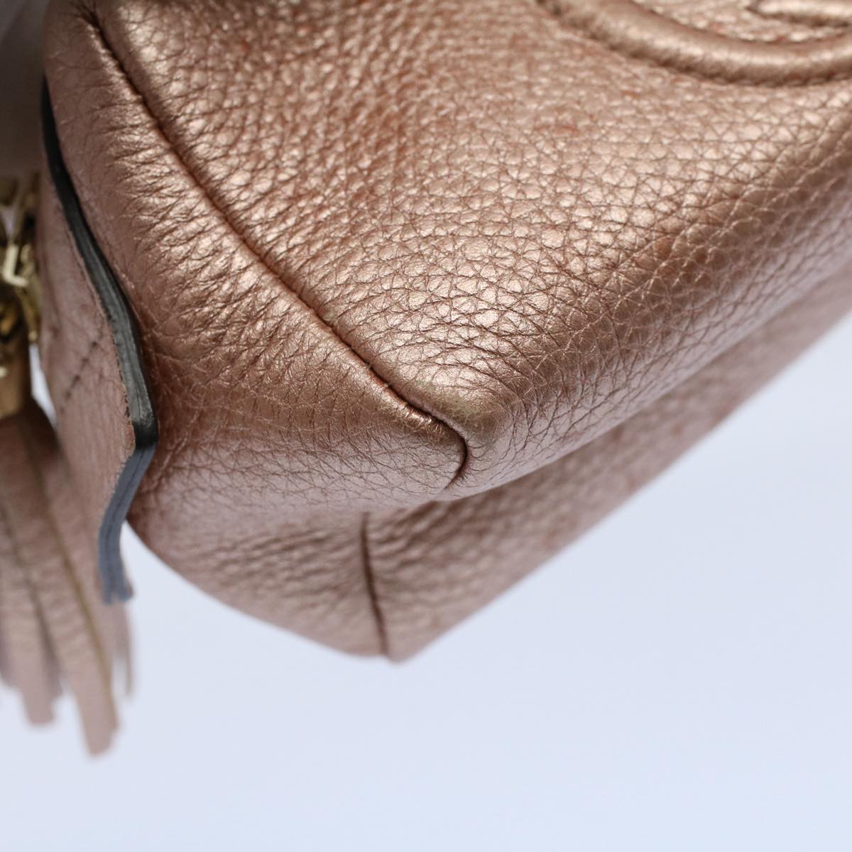 GUCCI Fringe Pouch Leather Pink 308634 53804