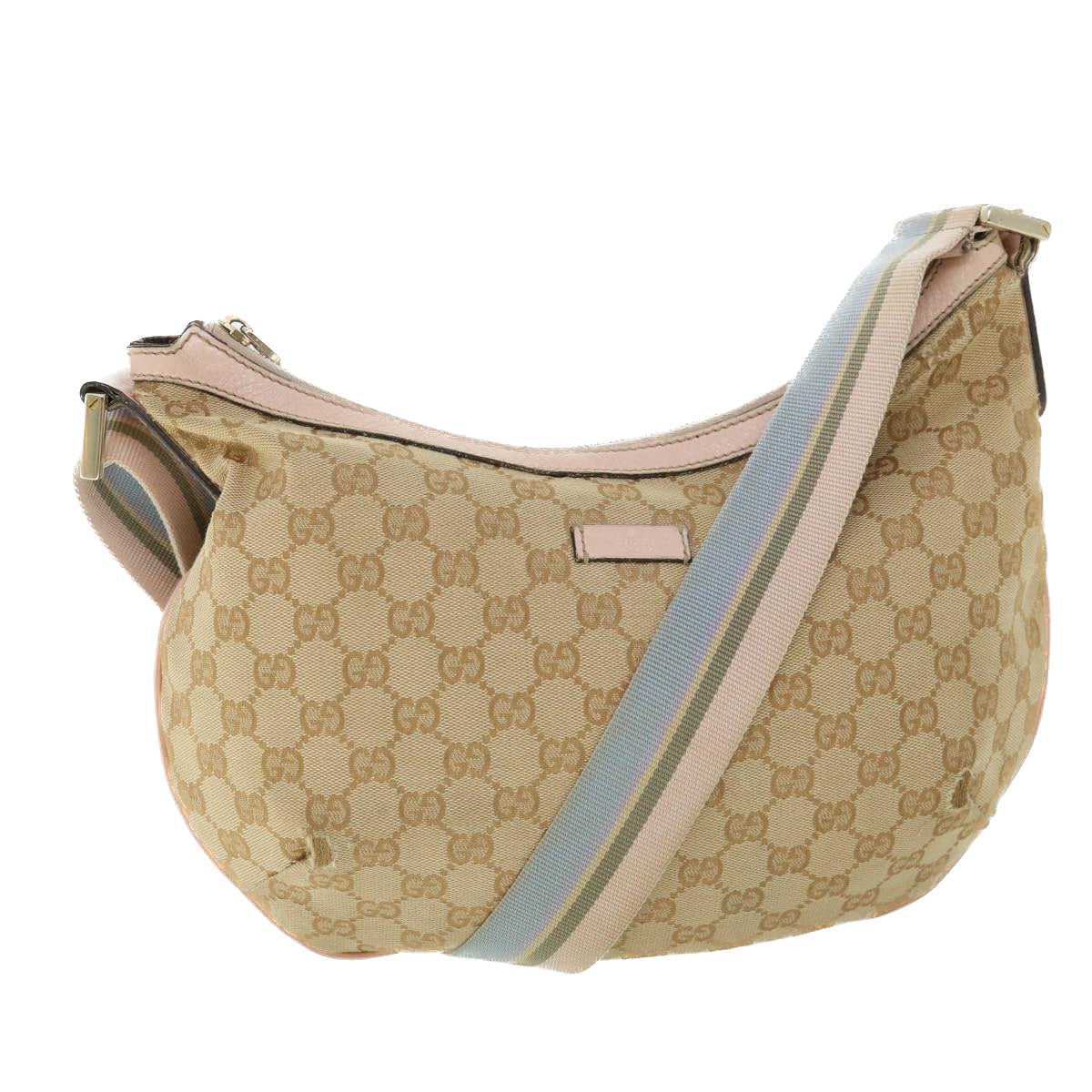 GUCCI GG Canvas Sherry Line Shoulder Bag Beige Light Blue pink 181092 53844