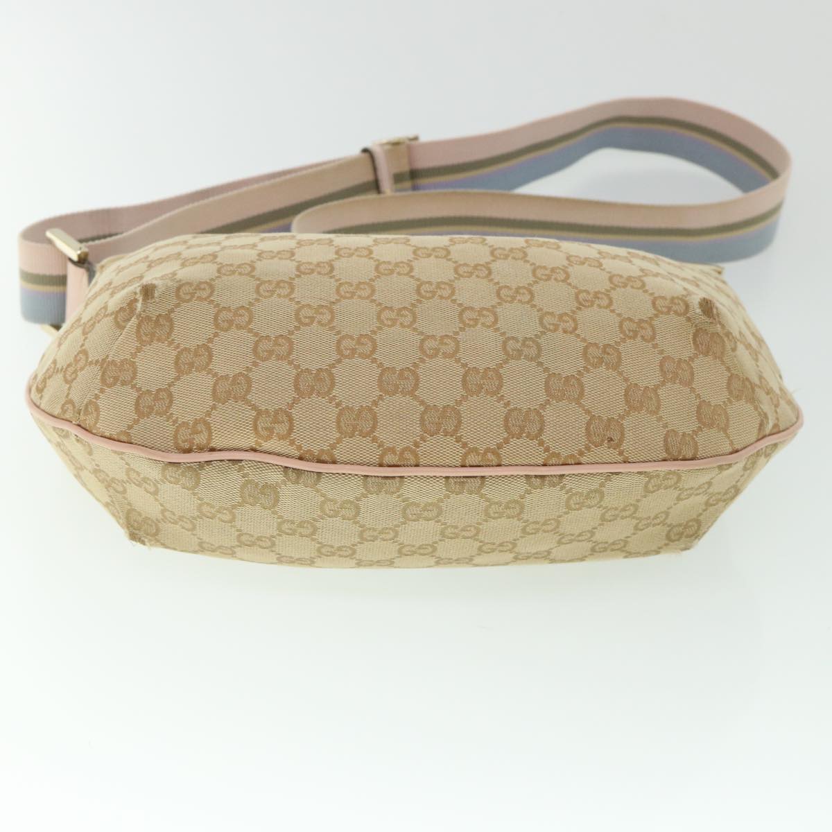 GUCCI GG Canvas Sherry Line Shoulder Bag Beige Light Blue pink 181092 53844