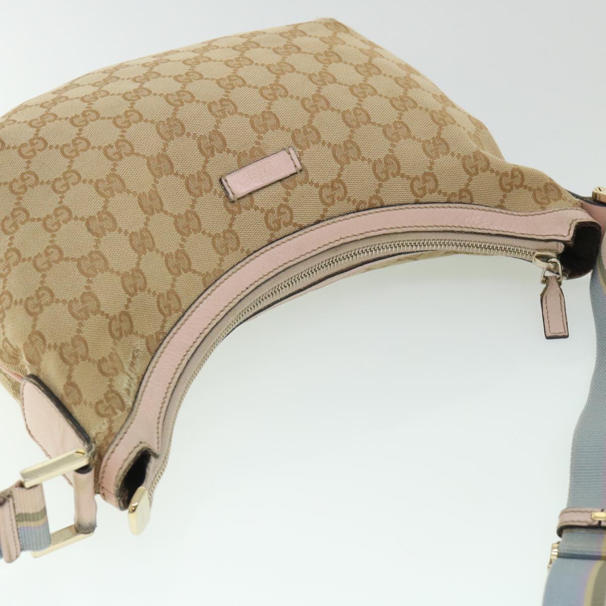 GUCCI GG Canvas Sherry Line Shoulder Bag Beige Light Blue pink 181092 53844