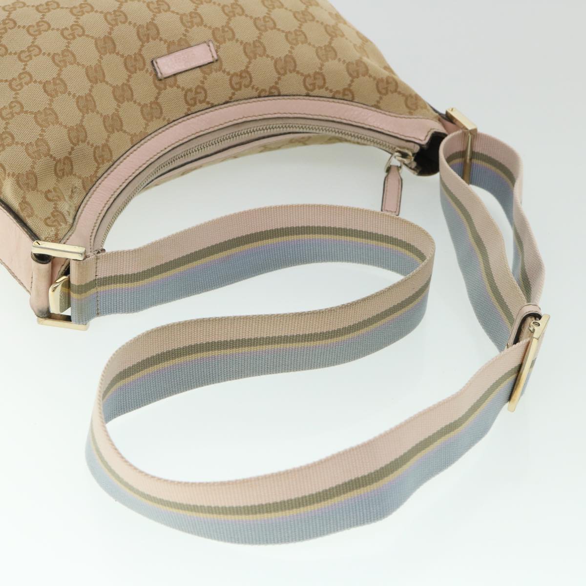 GUCCI GG Canvas Sherry Line Shoulder Bag Beige Light Blue pink 181092 53844